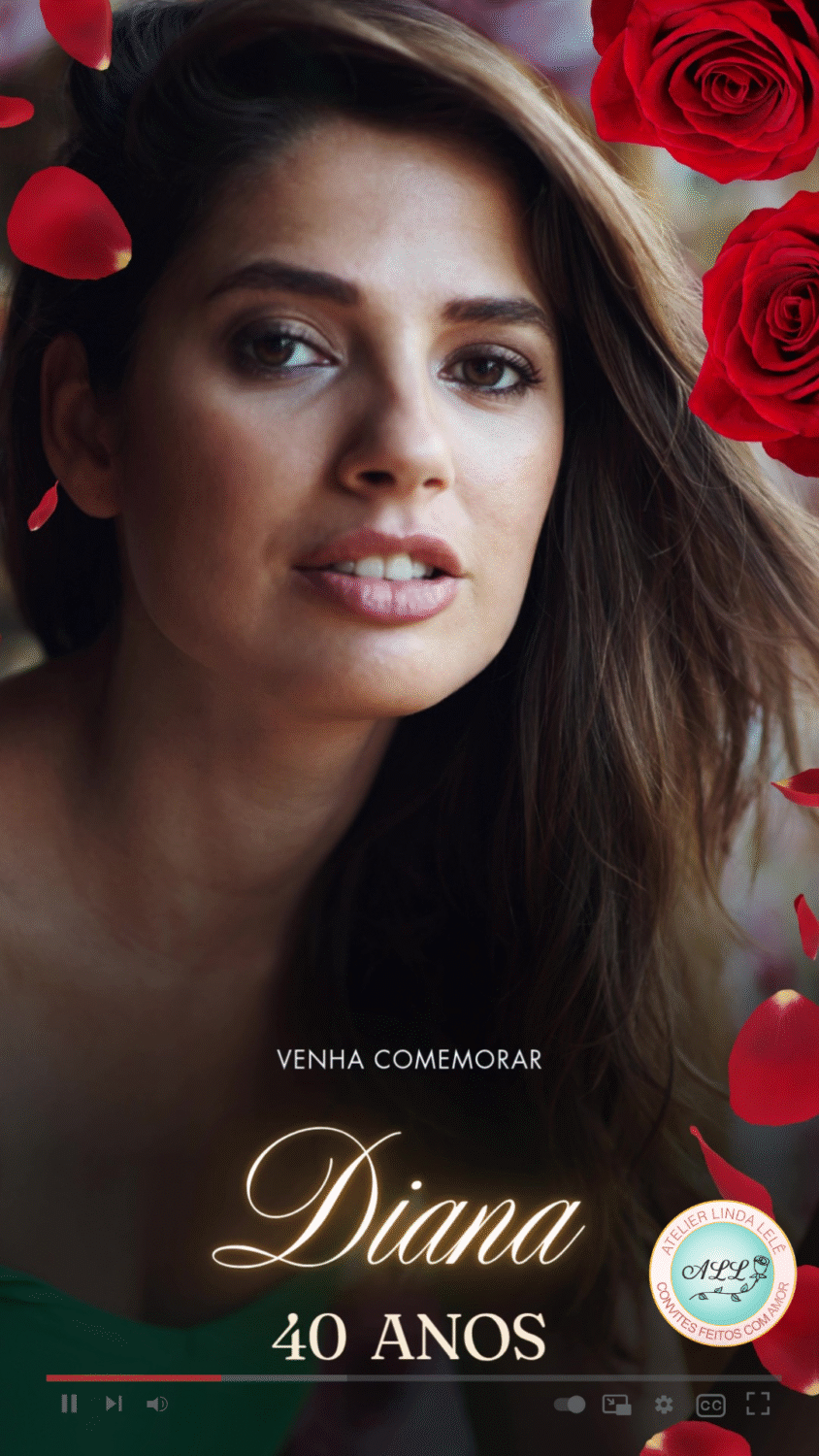 Convite Feminino - Rosas Vermelhas