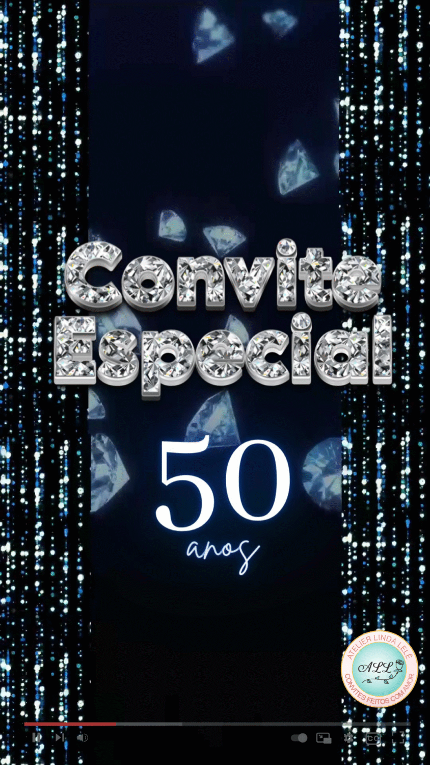 Convite 50 anos - Azul e Prata