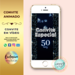 Convite 50 anos - Azul e Prata