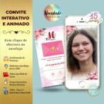 Convite 15 anos Floral Rosa e Vermelho