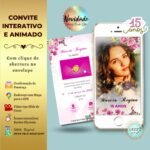 Convite 15 anos Floral Rosa