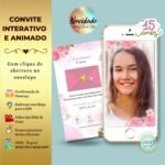 Convite 15 anos Floral Rosa