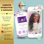 Convite 15 anos Floral Lilás e Rosa