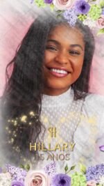 Convite 15 anos Floral Lilás e Rosa