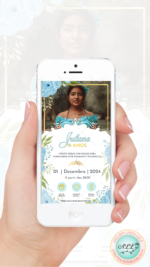 Convite 15 anos floral azul - Imagem 2