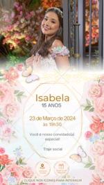 Convite 15 anos floral Rosa