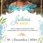 Convite 15 anos floral azul