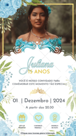 Convite 15 anos floral azul