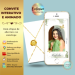 Convite 15 anos floral Verde e Branco