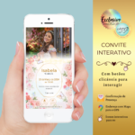 Convite 15 anos floral Rosa