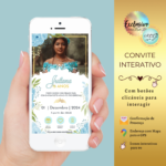 Convite 15 anos floral azul